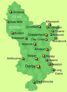 Derbyshire Area Map